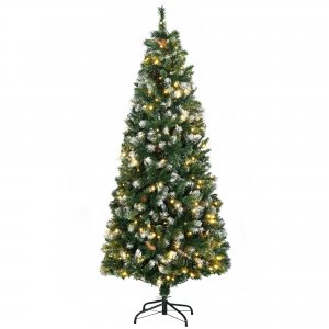 promo HOMCOM Sapin de Noël Artificiel Lumineux 180 cm 703 Branches 250 LED avec 30 Pommes de pin - Support Pied Pliable Ø 80 Vert