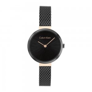 promo Calvin Klein Montre Analogique à Quartz pour femme avec Bracelet milanais en acier inoxydable Noir - 25200084