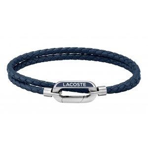 promo Lacoste Bracelet en cuir pour Homme Collection STARBOARD Bleu - 2040112