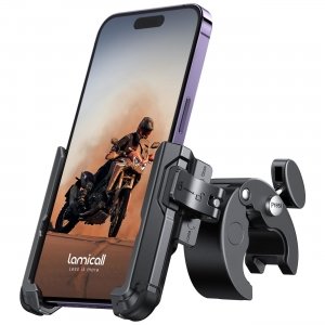 promo Lamicall Support Téléphone Vélo [1S Libération] Rotation à 360°, Support Téléphone Moto avec Pince de Guidon à Dégagement Rapide pour iPhone 16/15/14/13/12/11 Pro Max, XS, XR, Huawei, Appareils 4.7-7”