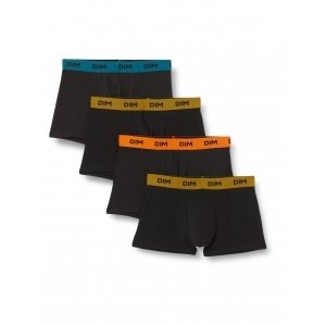 promo DIM Boxer Homme Mix and Colors Coton Stretch x4, Noir ceinture orange/bleu/vert, XXL