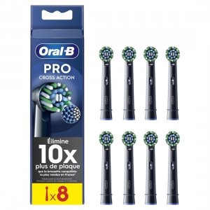 promo Oral-B Pro Cross Action Noire Brossettes pour Brosse à dents électriques, Pack De 8 Unités