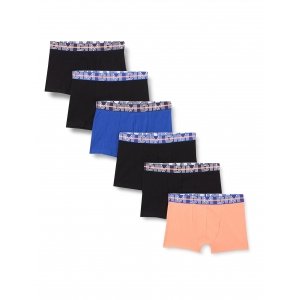 promo DIM Boxer Garçon EcoDIM Coton Stretch Coloré x6, Bleu/Noir/Noir/Orange/Noir/Noir, 14 ans