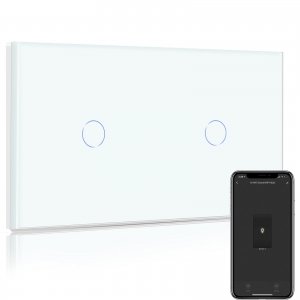 promo BSEED Interrupteur Connecté WiFi,Blanc Interrupteur Va et Vient sans Fil avec Écran Tactile,1 Gang 2 Voie+1 Gang 2 Voie Interrupteur Tactile Mural WiFi,Compatible avec Alexa et Google Home