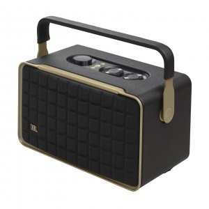 promo JBL Authentics 300 Enceinte intelligente connectée portable avec WiFi, Bluetooth et assistants vocaux, design rétro, noire