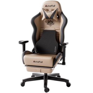 promo AutoFull Chaise Gaming Fauteuil Gamer Ergonomique Chaise Gamer Cuir PU Chaise De Bureau, Hauteur D'assise et Inclinaison du Dossier Réglables,Appui-tête et Support lombair, Repose-Pieds,Marron