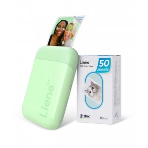 promo Liene Imprimante Photo, 2 x 3'' Mini Imprimante Instantanée Portable avec 50 Zink Papiers Photos Adhésifs, Bluetooth 5.0, Compatible avec iOS/Android Smartphone, Imprimante Photo pour iPhone (Vert)