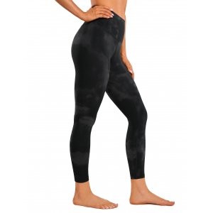 promo CRZ YOGA Femmes Butterluxe Yoga Leggings 64cm - Taille Haute Ultra Douce Entraînement Leggings Fleurs Tie-Dye Noires 40