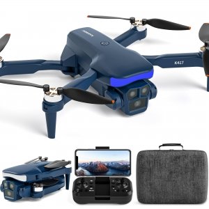 promo Drone avec Caméra 1080p,Lumière LED Bleue Drones 5GHz WIFI APP pour Adultes,Moteur sans Balais AIdrone Professionnel avec Double Caméra,Flip 3D,Capteur de gravité,Maintien de l'altitude,Sac portable