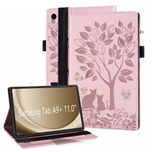 promo LSPCASA Étui pour Samsung Galaxy Tab A9 Plus/Tab A9+ SM-X210/X215/X216B Fonction du Support Coque Tablette Samsung Tab A9 Plus avec Fente pour Carte Housse Protection Rose