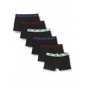 promo DIM Boxer Homme Mix and Colors Coton Stretch Confort x6, Noir ceinture vert/bleu/rouge, L