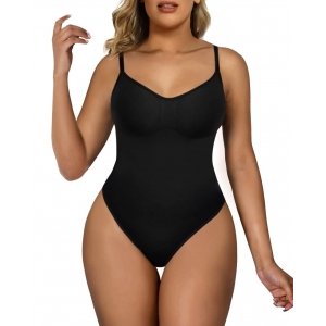 promo SHAPERX Body Gainant Femme Gaine Amincissant Ventre Plat Sculptant Minceur Shapewear Invisible Bodysuit Top, UK-SZ5213-Black-L/XL