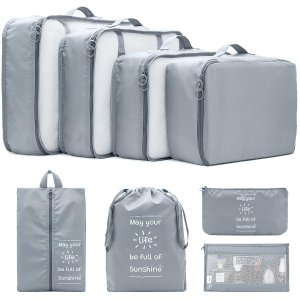 promo Shadcoler Organisateur Valise, Lot de 8 Organisateur de Voyage, Rangement Valise Organisateur, Packing Cubes, Organiseurs de Bagage Imperméable per Vêtements, Chaussures et Cosmétiques (Grigio)