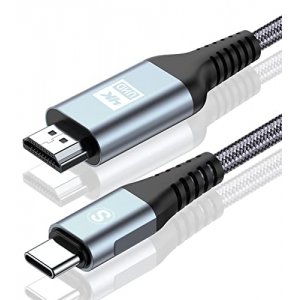 promo Câble USB C vers HDMI 4K 2M,[Compatible Thunderbolt 3] Câble USB Type C vers HDMI, Nylon Braided Compatible avec i Phone15 Pro Max,MacBook Pro/iPad Pro/Air,Apple TV,Samsung S22/S21