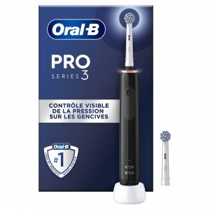 promo Oral-B Pro 3 3000, Brosse à dents électrique, 1 Brossette, Éliminer Jusqu’à 100% de Plaque Dentaire, Noir