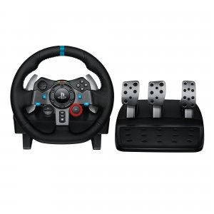 promo Logitech G29 Driving Volant de Course en Cuir avec Pédales, Retour de Force Réaliste, Palettes Volant en Acier Inoxydable, Rotation à 900°, Prise EU, PS5, PS4, PC, Mac - Noir