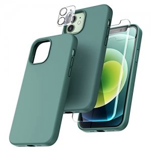 promo TOCOL Coque iPhone 12, Coque iPhone 12 Pro avec 2 Protection D'écran + 2 Protecteur Caméra Arrière, Coque en Silicone Liquide pour iPhone 12/12 Pro 6.1 \