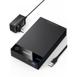 promo UGREEN Boîtier Disque Dur 3,5 Pouces Externe Adaptateur USB 3.0 vers SATA Disque Dur 3,5 2,5 Pouces HDD SSD Supporte UASP 5Gbps, Alimentation Supplémentaire 12 V 2 A Inclus