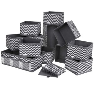 promo DIMJ Lot de 12 Organiseurs de Tiroir, Rangement Tiroir Pliable et Respirant Non-tissé, Organisateur Tiroir Ideal Pour le Rangement Sous Vetement, Cravates, Chaussettes (Gris)