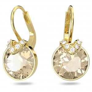 promo Swarovski Pendants d’oreilles Bella V, pièce centrale dorée et cristaux transparents, plaqué ton or