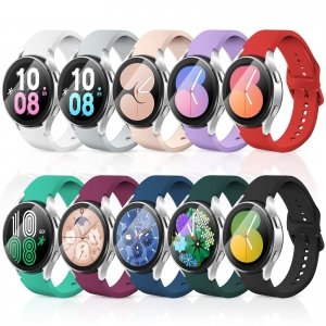 promo aceyoon 10 Pack 20mm Bracelet Compatible avec Samsung Galaxy Watch 7/6/5/4 40mm 44mm/Watch 5 pro 45mm, Bracelet Silicone Soft pour Galaxy Watch 6 Classic 43mm 47mm Sports Femme et Homme (S)