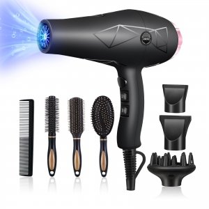 promo Jolichic Seche Cheveux Professionnel, 2400W Ionique AC Moteur Séchage Rapide Avec 2 Vitesses 3 Réglages de chauffage, et Accessoires Diffuseur, Buse, Peigne, Concentrateur