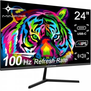 promo Minifire Moniteur PC 24 Pouces 100Hz, IPS, Ecran PC FHD 1080P avec Haut-parleurs intégrés, avec HDMI Type-C Ports, pour Le Bureau à Domicile Gaming (MF24X3 câble HDMI Inclus)