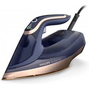 promo Philips Azur 8000 Series Fer À Vapeur - 85 g/min De Vapeur Continue, Effet Pressing Jusqu' À 260 g, 3000 W, Technologie OptimalTEMP, Semelle SteamGlide Elite, Bleu Foncé (DST8050/20)