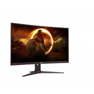 promo AOC Écran gaming incurvé CQ27G2U 68 cm (27 pouces) (QHD, HDMI, DisplayPort, FreeSync, temps de réponse de 1 ms, 144 Hz, 2560x1440) noir/rouge