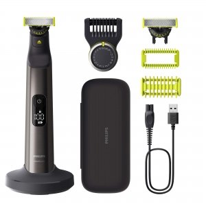 promo Philips OneBlade Pro 360 Authentique Visage + Corps - Tondeuse à barbe électrique, rasoir et tondeuse corps, 1 lame 360, 1 sabot avec 14 hauteurs de coupe, 1 kit Corps, 1 socle de charge, QP6652/30