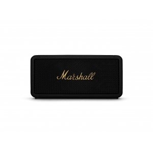 promo Marshall Middleton Haut-Parleur Bluetooth Portable sans Fil - 20+ Heures de Lecture Portable - Étanche IP67 - Noir & Laiton