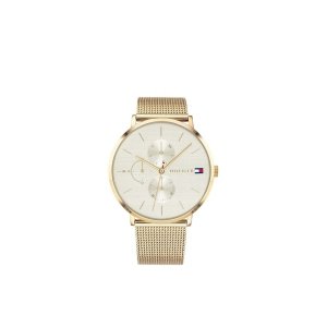 promo Tommy Hilfiger Montre Analogique Multifunction à Quartz pour femme avec Bracelet milanais en acier inoxydable doré - 1781943