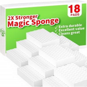 promo 18Pack éponges Magiques, Gomme Magique Extra Durable avec Une Puissance de Nettoyage 2X Plus Forte - Nettoyage Toutes Surfaces, Cuisines, Bains, Murs, Chaussures. Élimine Les Traces et Taches Tenaces