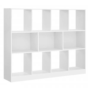 promo VASAGLE Bibliothèque, étagère de Rangement, séparateur avec 11 Compartiments de Rangement, pour Bureau, Chambre à Coucher, Salon, Blanc LBC054T14