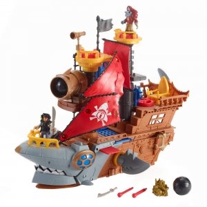 promo Fisher-Price Imaginext Le Bateau Pirate-Requin, 2 Figurines de Pirates, 4 Projectiles/Accessoires Inclus, Jouet pour Enfant de 3 à 8 Ans 1 Boîte