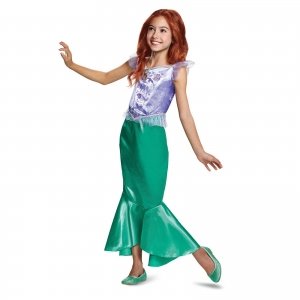 promo La Petite Sirène - Licence Officielle Disney - Déguisement Ariel pour Enfant - Costume Complet avec Détails de Sirène - Taille M (7-8 ans) - Matériaux Durables - Cadeau Magique