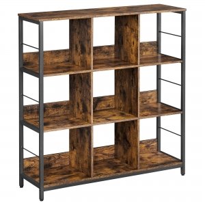 promo VASAGLE Meuble de Rangement 3 Niveaux, ÉtagÈre Rangement, BibliothÈque Style Industriel, 9 Cubes, pour Salon, Bureau, EntrÉe, Cuisine, 30 x 100 x 103,1 cm, Marron Rustique et Noir LLS112B01