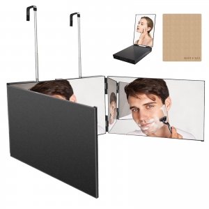 promo Dottall Miroir à 360 degrés, miroir 3 voies avec crochet, miroir cosmétique réglable, miroir de rasage, miroir de coiffure, miroir de coiffure, pour salle de bain, chambre à coucher, douche, rasage de