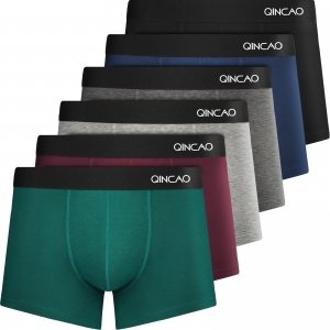 promo QINCAO Boxers Homme Lot de 6 Coton sous-vêtement Fitted Trunk Caleçons Ultra Doux Confortale,Multicolore ×6,XXL