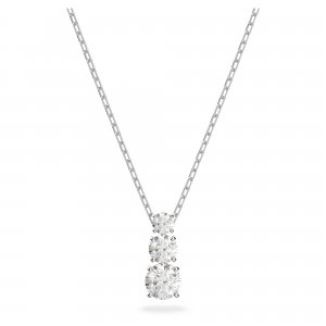 promo Swarovski Collier Attract, coupe ronde, cristaux, métal rhodié et zircone, blanc