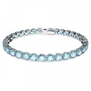 promo Swarovski Bracelet Matrix Tennis, cristaux tons aigue-marine, métal rhodié