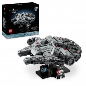 promo LEGO Star Wars Millennium Falcon, Set pour Fans de la Saga Vaisseau Spatial à Collectionner pour le 25e Anniversaire Décoration d'Intérieure Véhicule mythique, Cadeau d’Anniversaire pour Adultes 75375