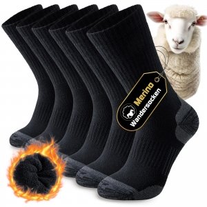 promo Niorasen Chaussettes Hiver Chaude Homme Femme, Chaussettes de Randonnée en Laine Mérinos, Anti-Ampoules, Chaussettes Sports pour Trekking, Cyclisme, Trail Running, Ski, 3 Paires