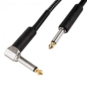 promo CASCHA Câble pour guitare 6.3mm, longueur 3m, câble pour instrument professionnel, Jack to Jack, câble d'ampli pour guitare électrique (Straight to Angled Jack), noir