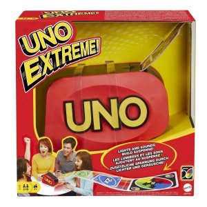 promo Mattel Games UNO Extreme, Jeux De Cartes Familial pour Enfants Et Adultes, Jeu De Cartes UNO avec Lanceur De Cartes, 2 À 10 Joueurs, Jouet pour Enfant de 7 Ans et Plus, GXY75