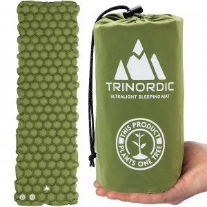 promo TRINORDIC – Matelas de camping ultraléger gonflable, pliable et léger, lit simple portable, pour randonnée, voyage, vert forêt