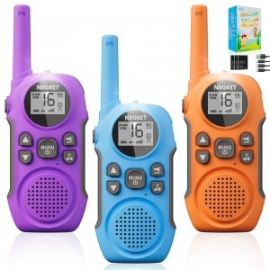 promo Talkie Walkie Rechargeable,NXGKET Talkie-walkie Longue Portée 3KM,Jouets de Plein air pour Enfants de 3 à 12 Ans, Batteries Li-ION intégrées,16 Canaux Radio Lampe pour Camping Jeu d'Aventure Randoneé