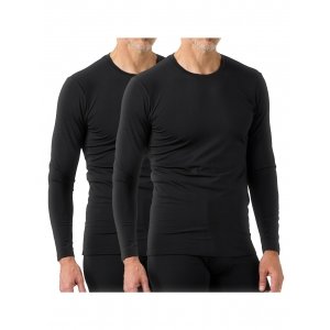 promo LAPASA Haut Thermique Homme Maillot de Corps à Manches Longues sous-Vêtements Chauds Automne/Hiver M55 Noir (2 Hauts) M