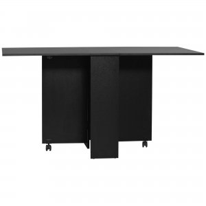 promo HOMCOM Table Pliante de Cuisine Salle à Manger Amovible sur roulettes 75 x 140 x 74 cm 2 étagères intégrées Coloris Noir