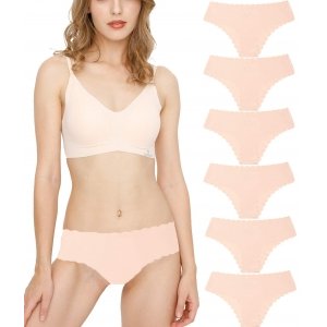 promo Donpapa Culottes Femme sans Couture Slips Soie Glacée Invisible sous-vêtements Lingerie Microfibre Shorties (Lot de 6) Beige XS